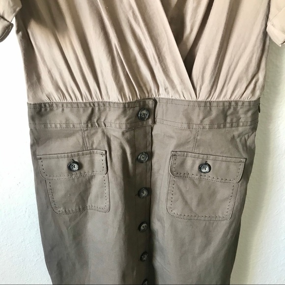 Ann Taylor LOFT Structured Khaki and Olive Dress - Picture 3 of 5